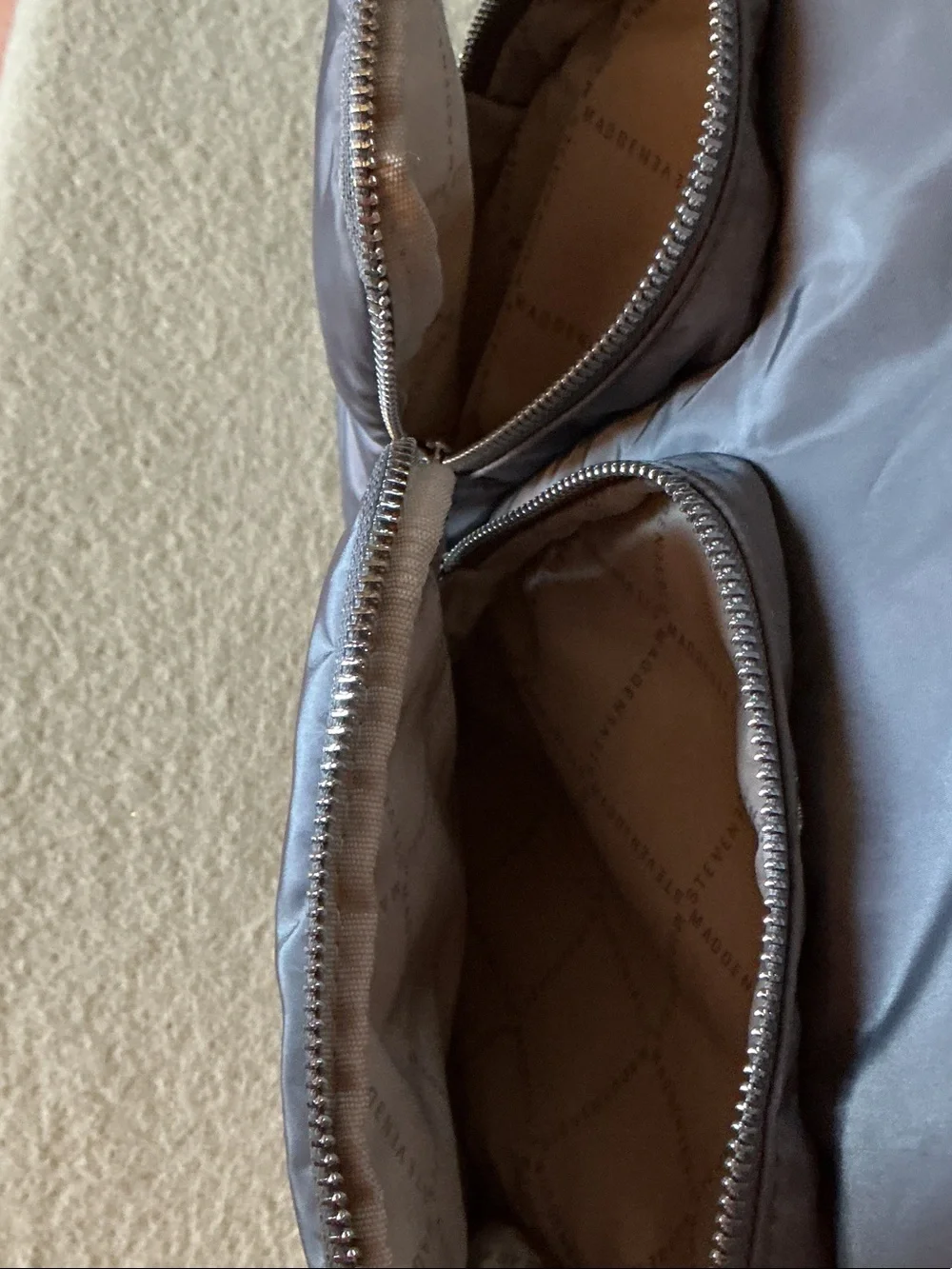 Steve Madden Charcoal Gray Nylon Backpack with Embossed Patch